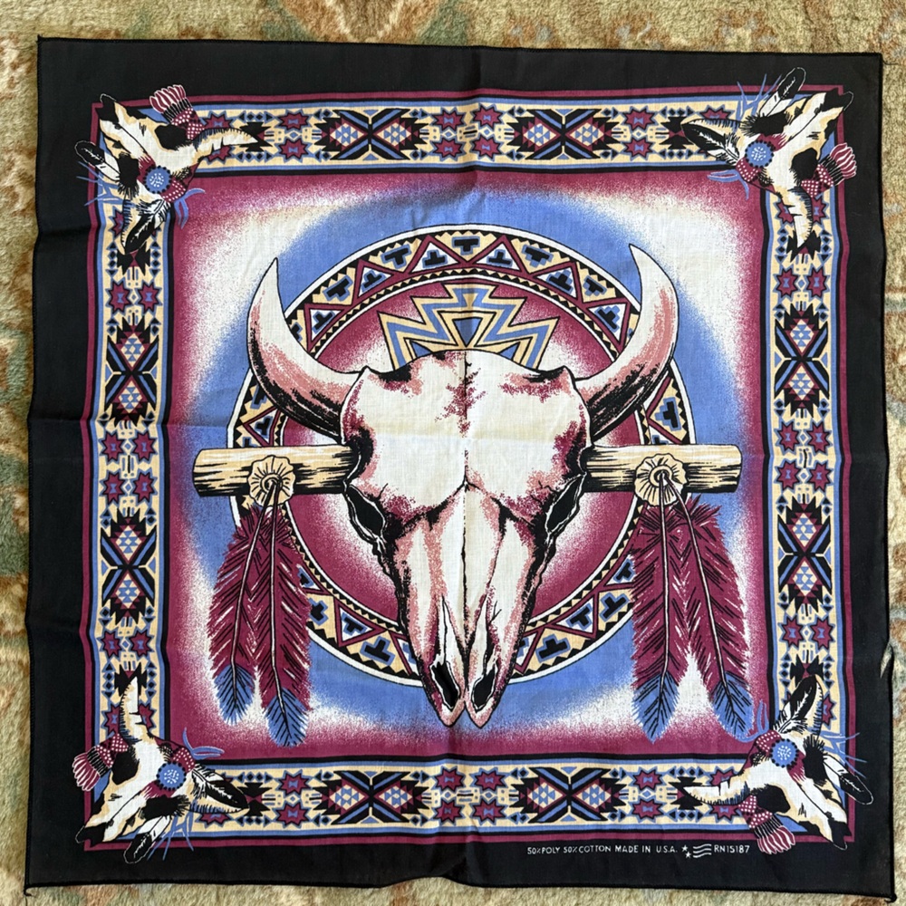 Western Skull and Feather Bandana RN15187
